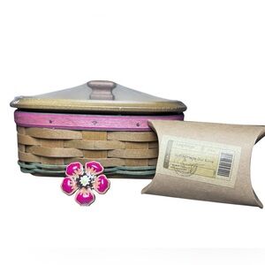 Longaberger 2010 Mothers Day Keepsake Basket Set Floral Wood Lid & Protector NEW